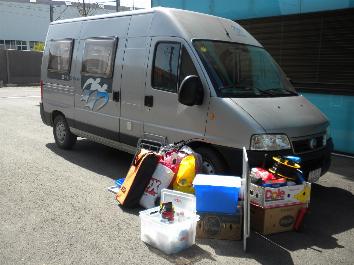 Der Camper wird eingerichtet.
